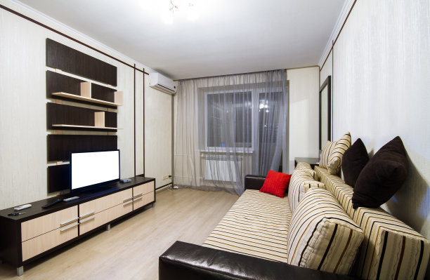 房子的内部，一个小客厅在公寓里图片下载