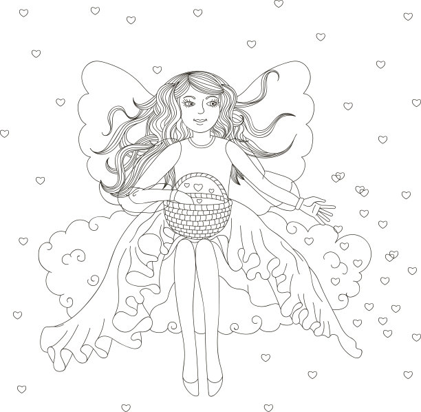 美丽的年轻女孩，头发坐在云上图片下载