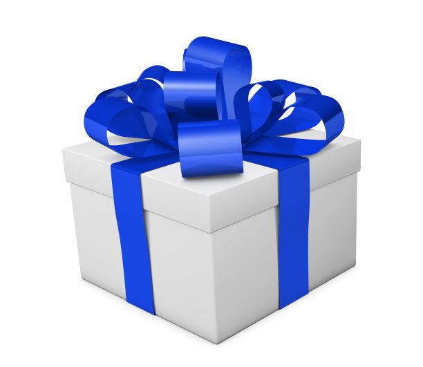 礼盒蓝丝带和蝴蝶结图片下载