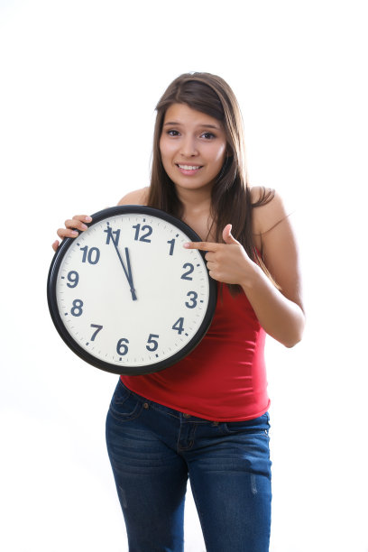 压力——拿着钟的女商人图片下载