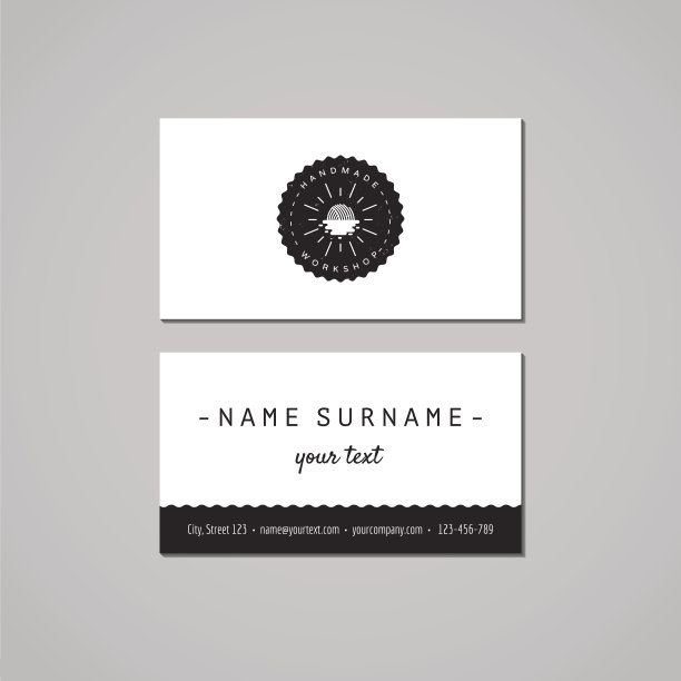 手工工坊名片设计理念。带有纱线球的标志。图片下载