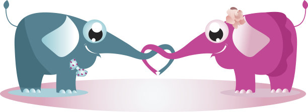 两只滑稽的大象坠入爱河图片下载