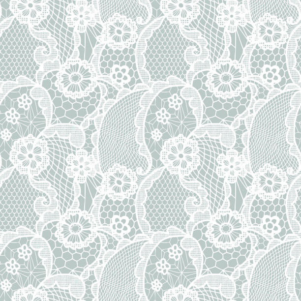 花边无缝图案与花素材图片