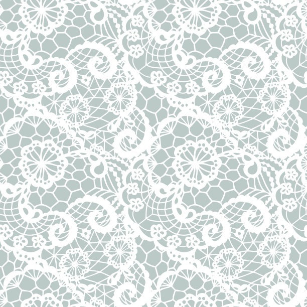 花边无缝图案与花素材图片