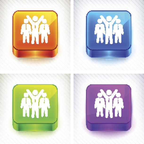 颜色方块按钮上的商业领袖和追随者图片下载