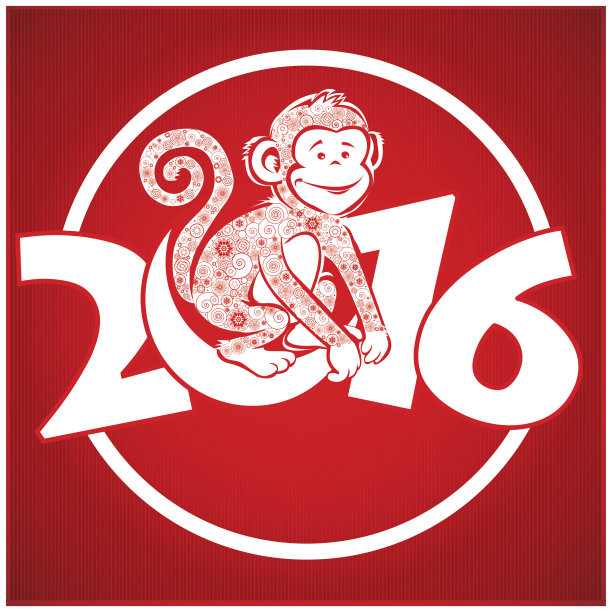 有趣的猴子在明亮的红色背景图片下载