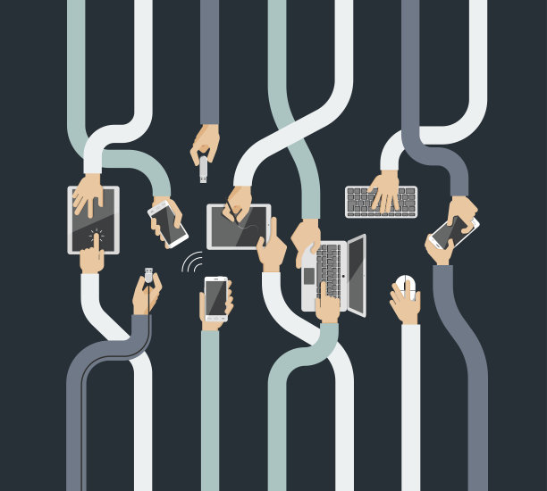 手握不同的高科技设备图片下载