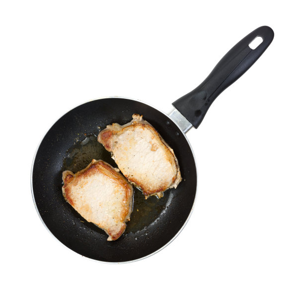 煎锅里的猪腰肉排图片下载