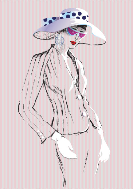 斯凯思时尚优雅的女人。矢量图图片下载