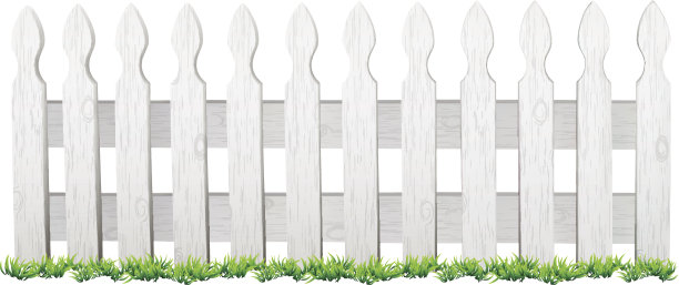白色的篱笆和草-插图图片下载