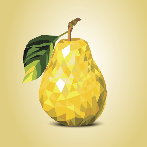 黄色马赛克梨在米色背景图片下载