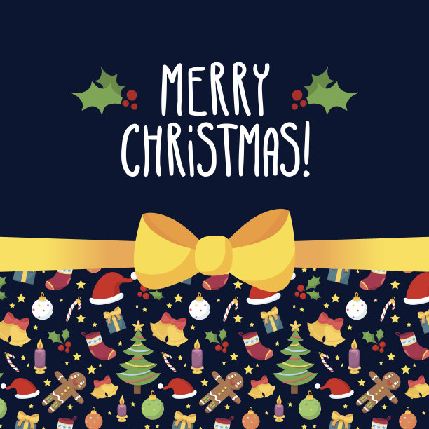 矢量圣诞贺卡设计模板与节日符号图片下载