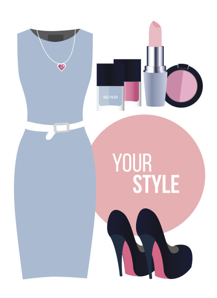 时尚套装-蓝色连衣裙图片下载