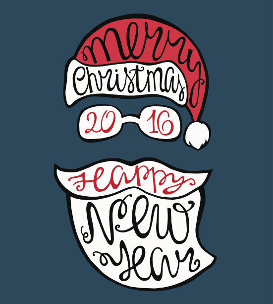 圣诞老人，帽子，胡子，眼镜和一封信。图片下载