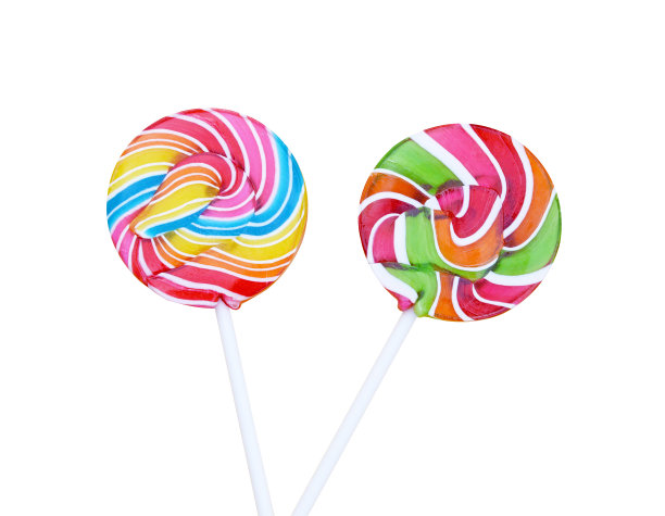 彩色螺旋棒棒糖孤立在白色背景。(剪切路径)图片下载