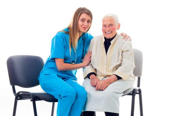 快乐的医生和年老的病人一起康复图片下载