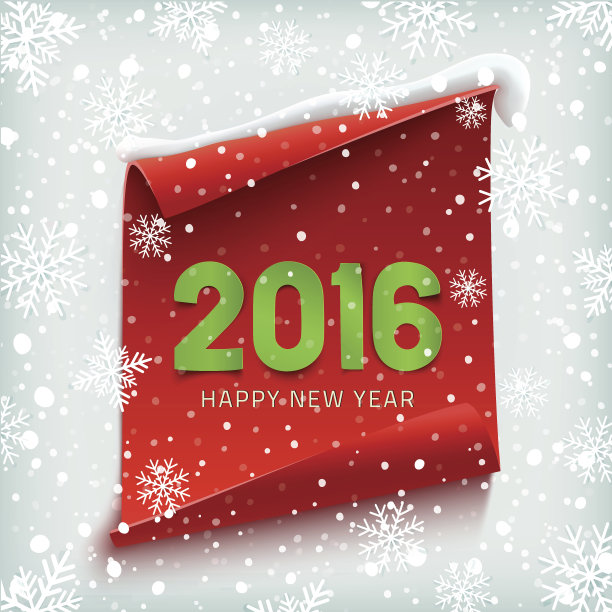 2016年新年快乐。纸张横幅。图片下载