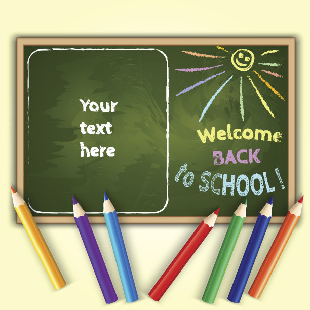 矢量插图的学校黑板与回到学校的文本图片下载