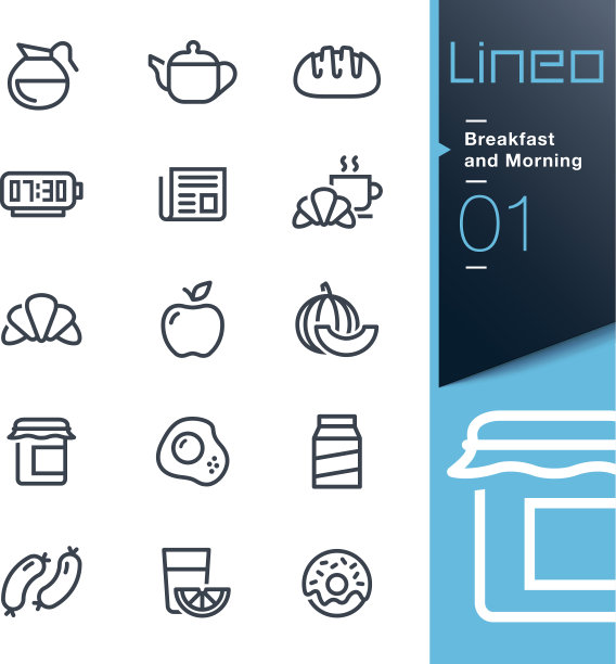 Lineo -早餐和早晨轮廓图标图片下载