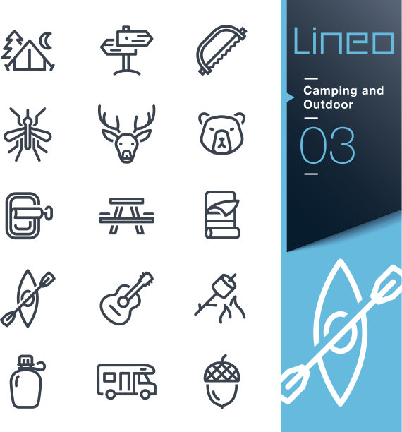 线-露营和户外轮廓图标图片下载