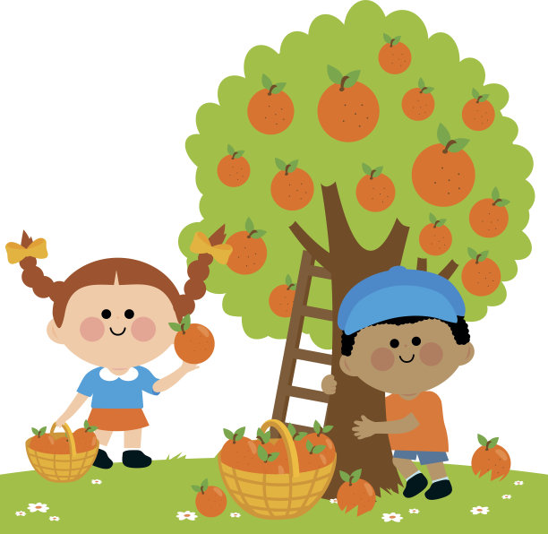 孩子们摘橘子图片下载