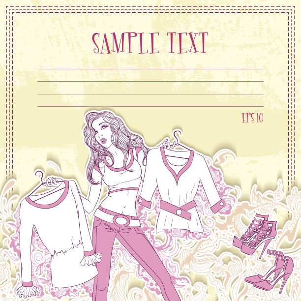 留言卡上挂着沉思的女人的衣服图片下载