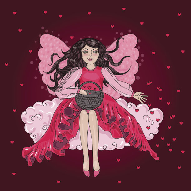 美丽的年轻女孩，头发坐在云上图片下载