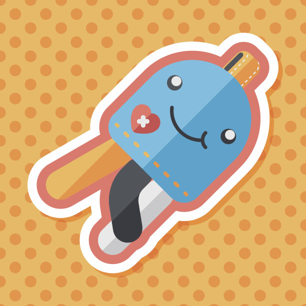 长阴影的水母娃娃图标，eps10图片下载