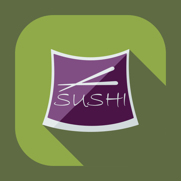 扁平的现代设计与影子图标日本寿司图片下载