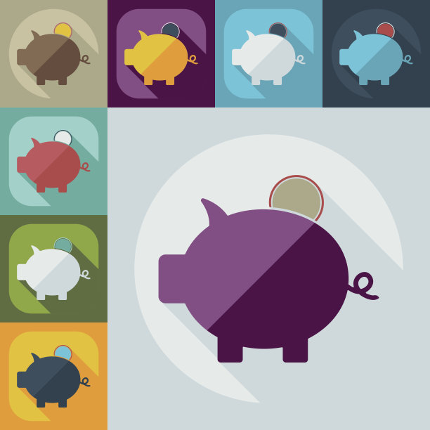 扁平的现代设计与阴影图标猪袋图片下载