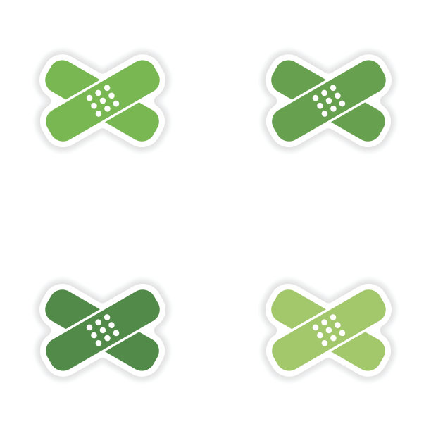 在纸医疗贴片上装配逼真的贴纸设计图片下载