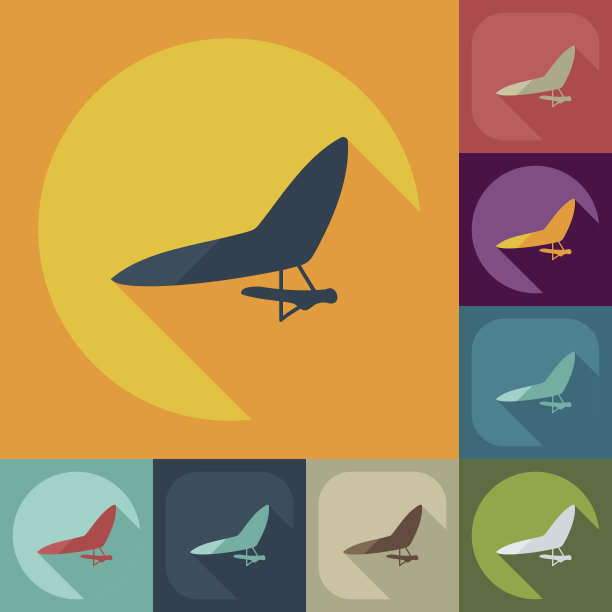平面现代设计与阴影图标悬挂滑翔机图片下载