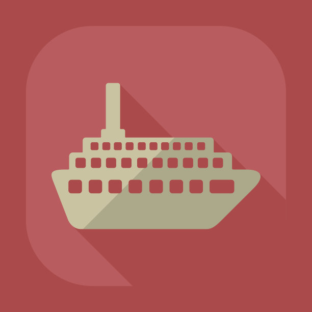 扁平的现代设计与影子图标船图片下载