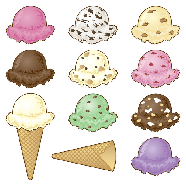 手挖冰淇淋口味的蛋筒图片下载