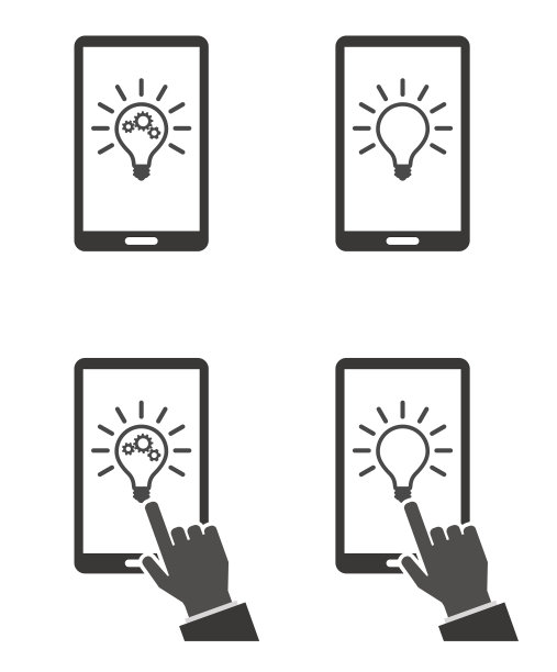 带有灯泡图标的智能手机图片下载