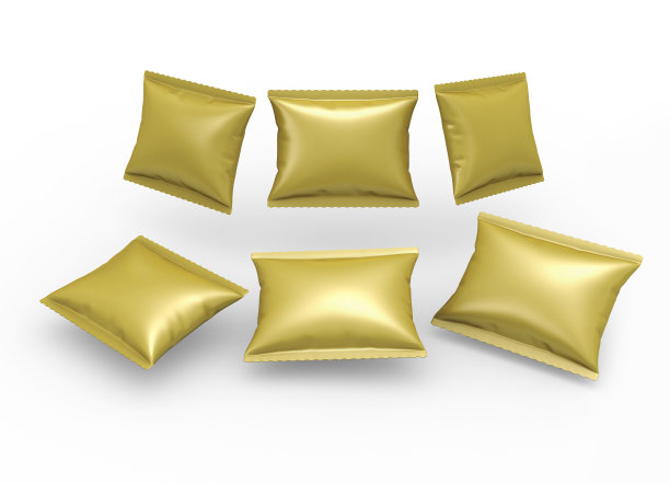 小金箔袋包装与剪切路径图片下载