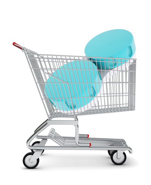 装隐形眼镜的容器放在购物车里图片下载