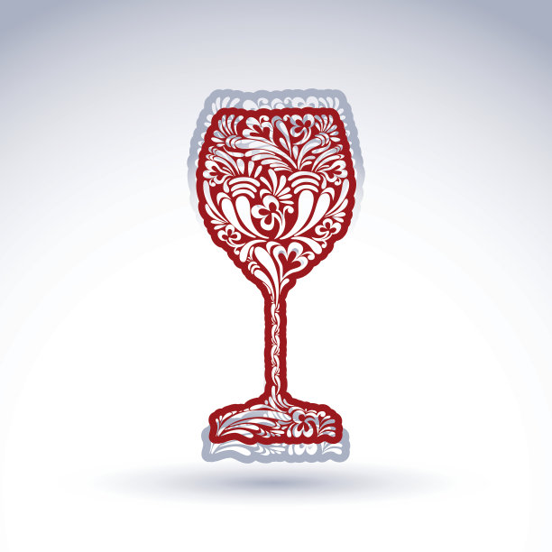 程式化的花朵图案的酒杯孤立在白色的背景图片下载