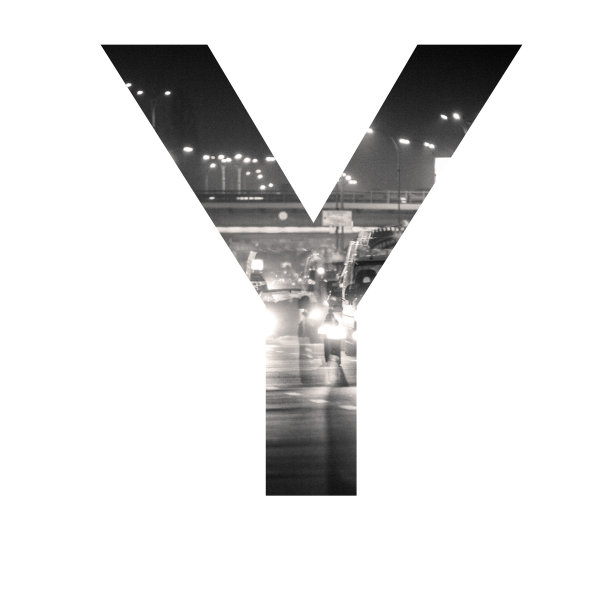 字母双重曝光与黑白城市交通ABC图片下载