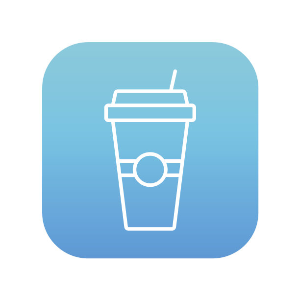 一次性杯与饮用吸管线图标图片下载