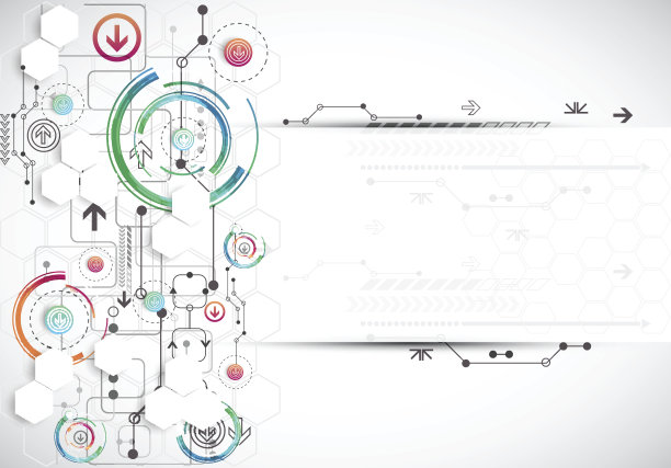 抽象的色彩背景与各种技术元素。图片下载