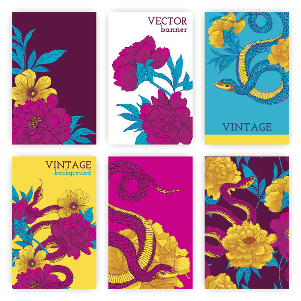 一套有蛇和花的小册子。图片下载