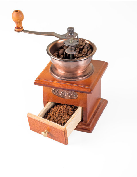 白色背景上的咖啡研磨机。图片下载