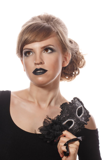 女孩化妆和哥特式面具。图片下载