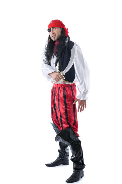 滑稽的人打扮成海盗参加狂欢节图片下载