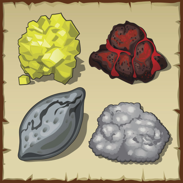 火山岩和宝石，一套四项图片下载