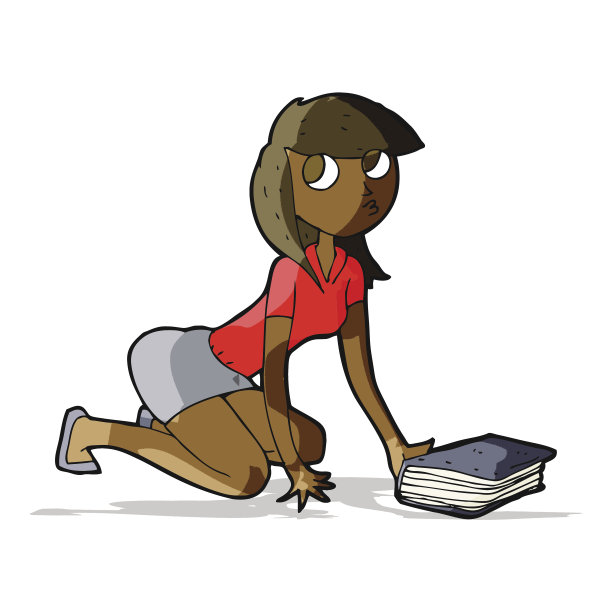 卡通女孩拿起一本书图片下载