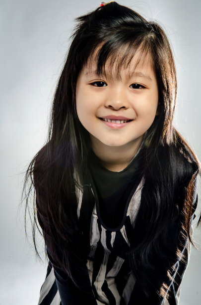 快乐的小亚洲可爱女孩的肖像图片下载