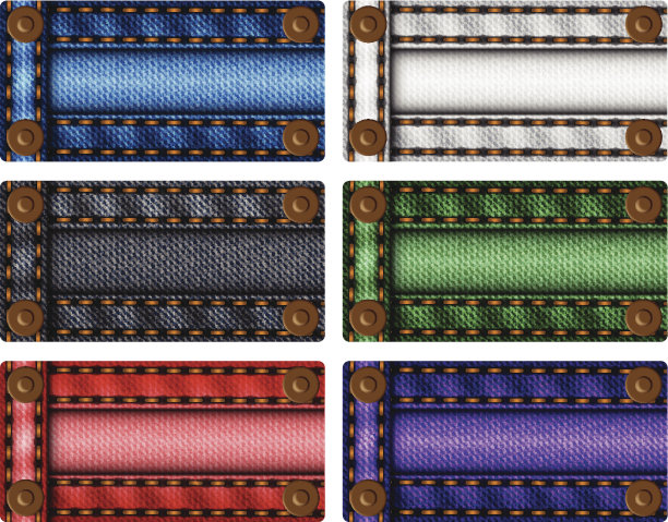 一套彩色牛仔裤标签图片下载