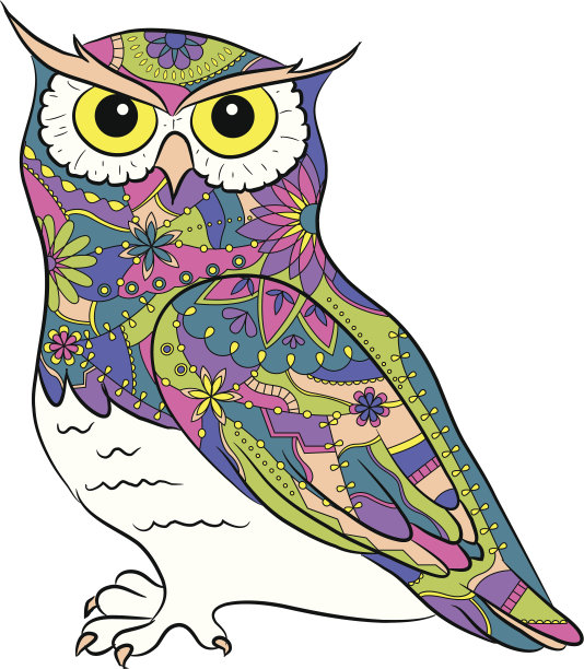 色彩斑斓的画猫头鹰图片下载